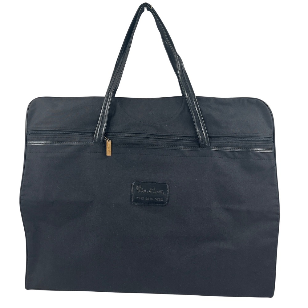 Vintage Pierre Cardin Black Nylon Travel Garment‎ Bag Zippered Carry 80's Tag